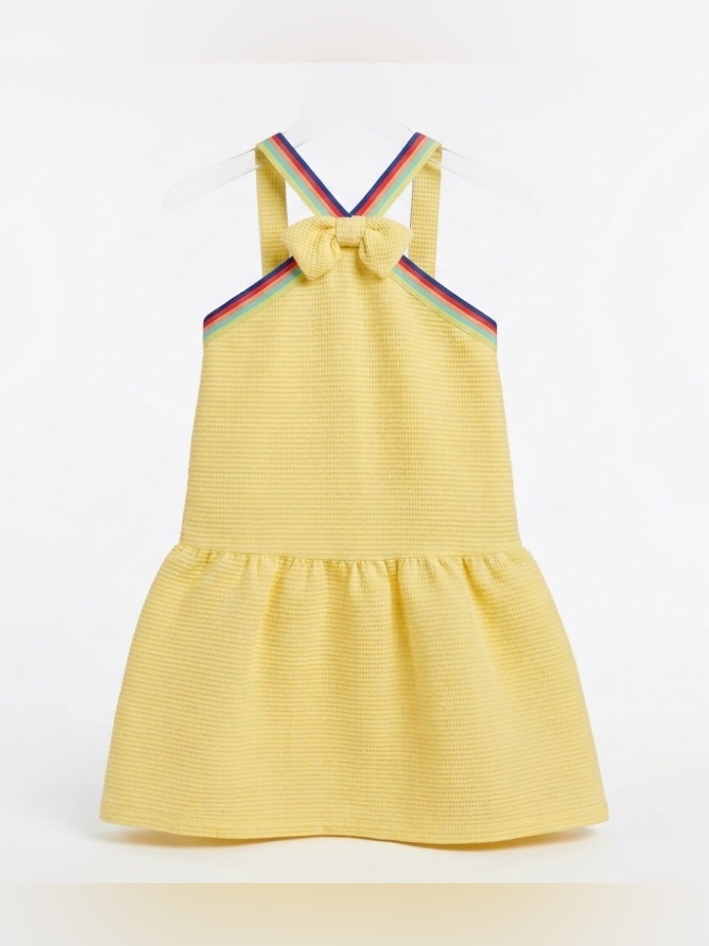 Janie & Jack | Peplum Yellow Waffle Bow Girl Dress | 7